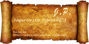 Jagerovits Paszkál névjegykártya
